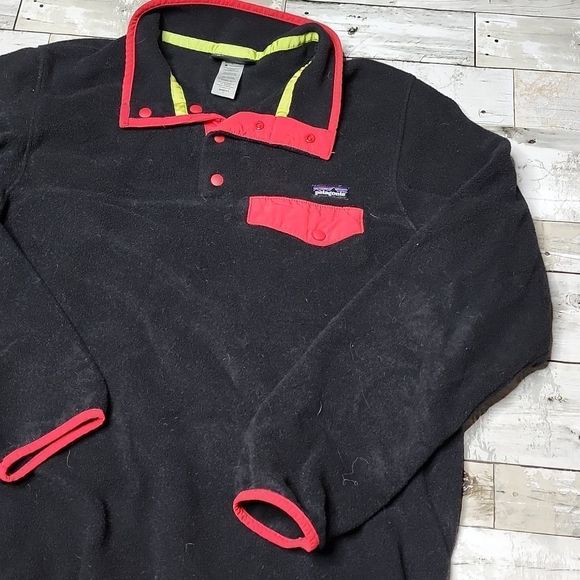 Patagonia synchilla t snap black red pull over quarter snap jacket - Picture 3 of 4
